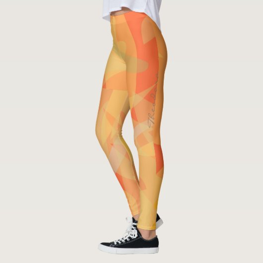 Abstract Oranje Floral Pattern Leggings (Links)