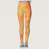 Abstract Oranje Floral Pattern Leggings (Voorkant)