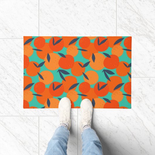 Abstract Oranje fruitpatroon Deurmat (Binnen)