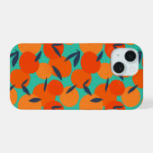 Abstract Oranje fruitpatroon iPhone 15 Case (Achterkant horizontaal)