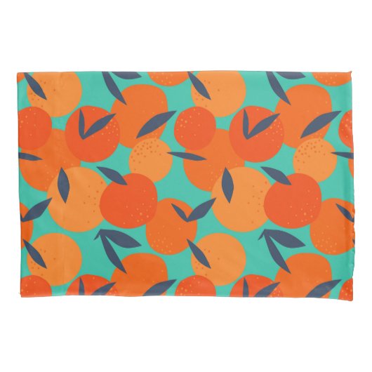 Abstract Oranje fruitpatroon Kussensloop (Voorkant-Links)