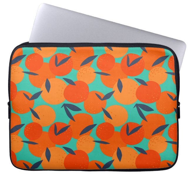 Abstract Oranje fruitpatroon Laptop Sleeve (Voorkant)