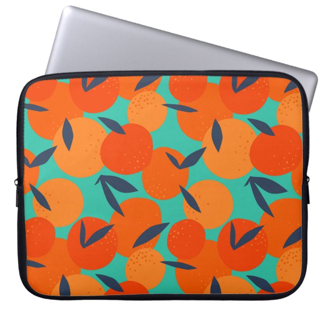 Abstract Oranje fruitpatroon Laptop Sleeve (Voorkant)