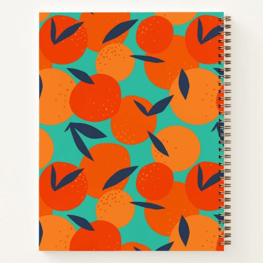 Abstract Oranje fruitpatroon Notitieboek (Achterkant)