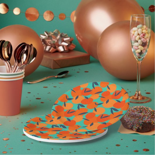 Abstract Oranje fruitpatroon Papieren Bordje (Multi)