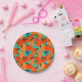 Abstract Oranje fruitpatroon Papieren Bordje (Feest)