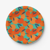 Abstract Oranje fruitpatroon Papieren Bordje (Voorkant)