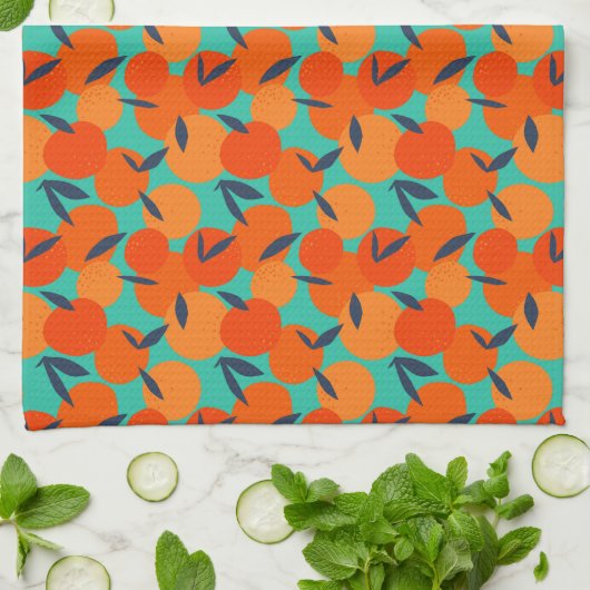 Abstract Oranje fruitpatroon Theedoek (Gevouwen)