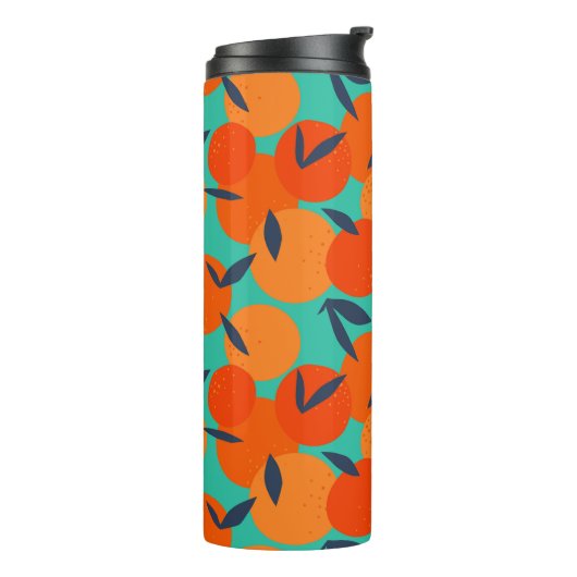 Abstract Oranje fruitpatroon Thermosbeker (Gedraaid links)