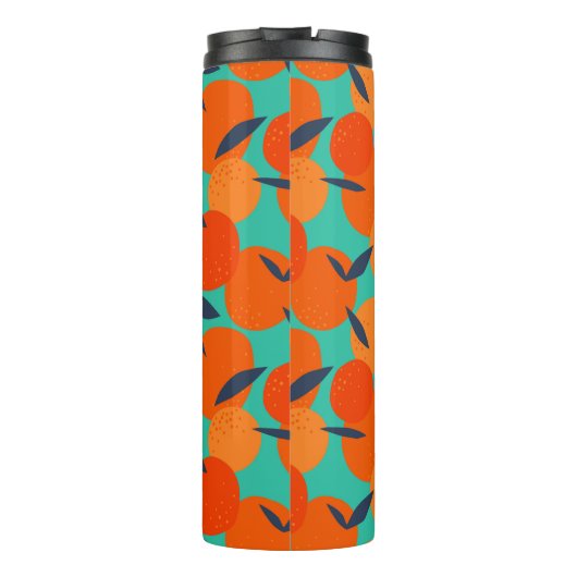 Abstract Oranje fruitpatroon Thermosbeker (Achterkant)