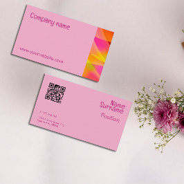 Abstract oranje geel fuchsia QR Visitekaartje