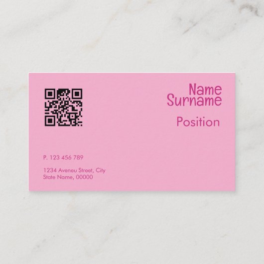 Abstract oranje geel fuchsia QR Visitekaartje (Achterkant)