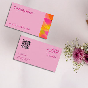 Abstract oranje geel fuchsia QR Zakelijke Kaart Visitekaartje