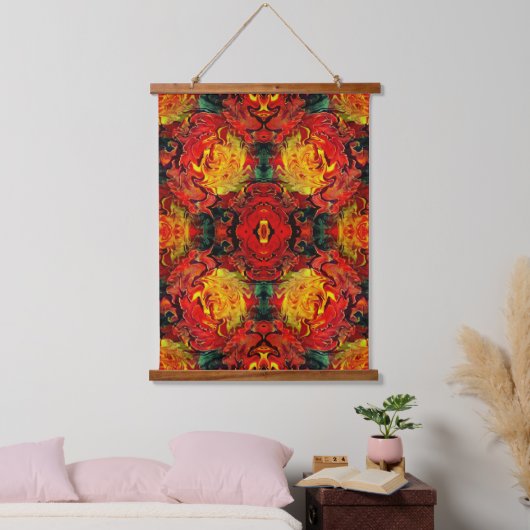 Abstract Oranje Geel Groen Patroon Hangend Wandkleed (Slaapkamer)