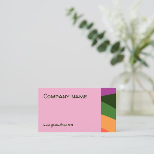 Abstract oranje geel groen roze QR Visitekaartje (Staand voorkant)