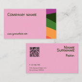 Abstract oranje geel groen roze QR Visitekaartje (Voorkant / Achterkant)