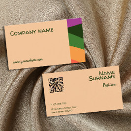 Abstract oranje geel groen roze QR Visitekaartje