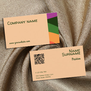 Abstract oranje geel groen roze QR visitekaartje