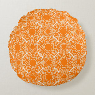Abstract oranje geometrisch patroon rond kussen