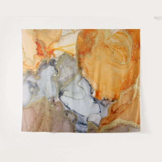 Abstract Oranje Goud Kunsthout Wandkleed (Voorkant (horizontaal))