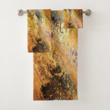Abstract Oranje Goud Marmer Badhanddoek