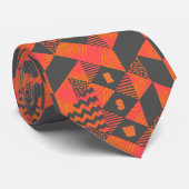 Abstract Oranje Grijs Geometrisch Monogram Stropdas (Opgerold)