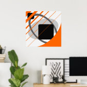 Abstract Oranje grijs off-White zwart AP0002 Poster (Thuiskantoor)