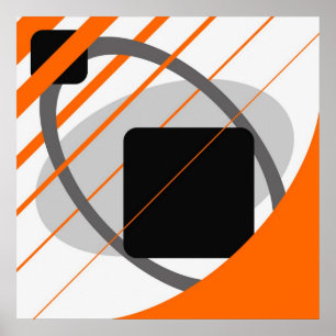 Abstract Oranje grijs off-White zwart AP0002 Poster