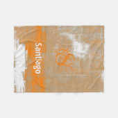 Abstract oranje grijs wit Jouw naam Monogram Fleece Deken (Voorkant (Horizontaal))