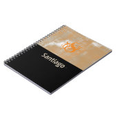 Abstract oranje grijs zwart monogram notitieboek (Linkerzijde)