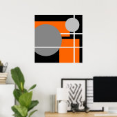 Abstract Oranje grijs zwart wit AP0001 Poster (Thuiskantoor)