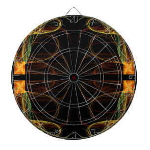 Abstract Oranje, Groen, Zwart Fractal Dart Board Dartbord