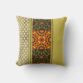Abstract Oranje met Tropisch Chartreuse Green Taup Kussen