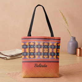 Abstract Oranje, Paars, Geel & Blauw Tribal Tote Bag