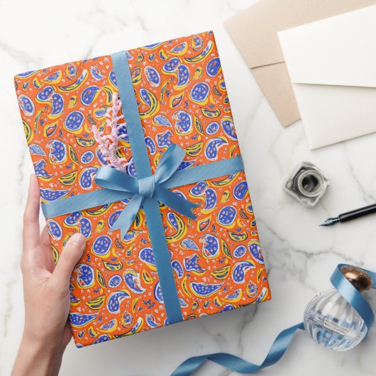 Abstract Oranje Paisley Pattern Cadeaupapier (Geschenken)