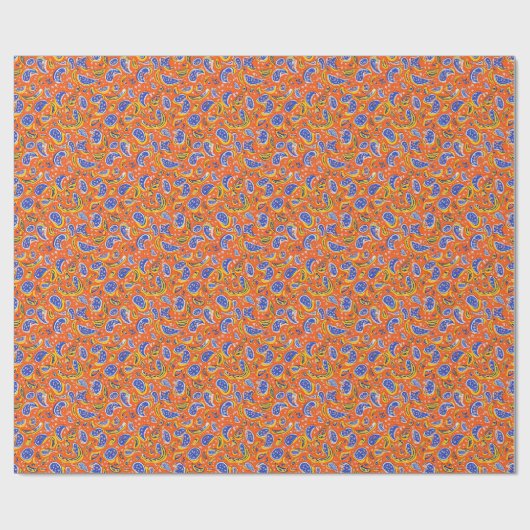 Abstract Oranje Paisley Pattern Cadeaupapier (Vlak)