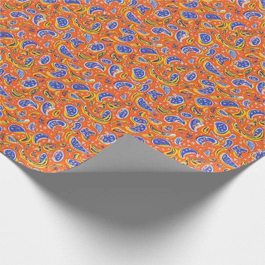 Abstract Oranje Paisley Pattern Cadeaupapier (Hoek)