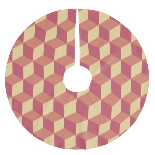 Abstract Oranje rode kubus patroon Kerstboom Rok (Voorkant)