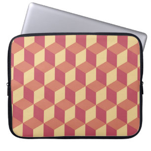 Abstract Oranje rode kubus patroon Laptop Sleeve