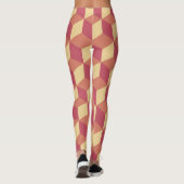 Abstract Oranje rode kubus patroon Leggings (Achterkant)