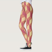 Abstract Oranje rode kubus patroon Leggings (Links)