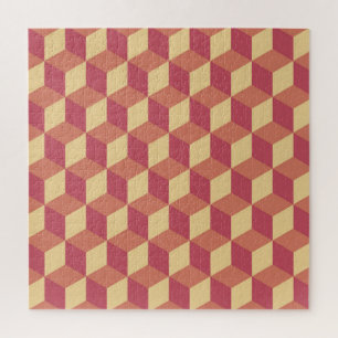 Abstract Oranje rode kubus patroon Legpuzzel