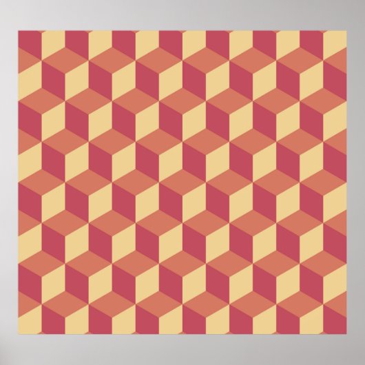 Abstract Oranje rode kubus patroon Poster (Voorkant)