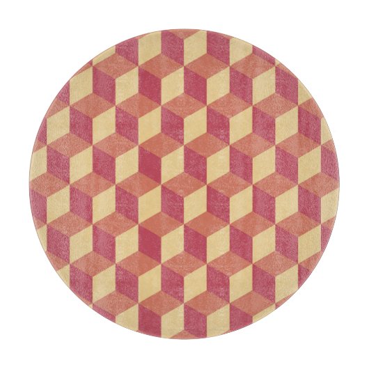 Abstract Oranje rode kubus patroon Snijplank (Voorkant)