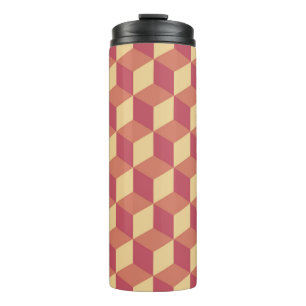 Abstract Oranje rode kubus patroon Thermosbeker