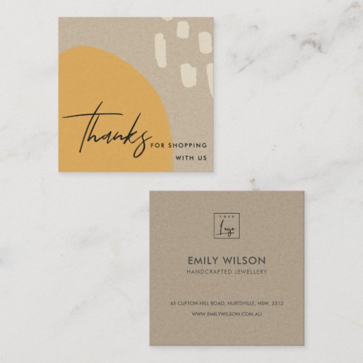 ABSTRACT ORANJE RUST KRAFT SCANDI DANK U LOGO VIERKANTE VISITEKAARTJE (Voorkant / Achterkant)