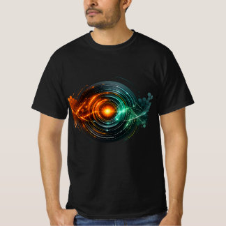 Abstract Oranje Teal Futuristische Energie Oog T-shirt