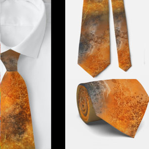 Abstract Oranje Terracotta Roestbruin Grijs Stropdas