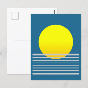 Abstract Oranje zon en Zee Landschap Briefkaart