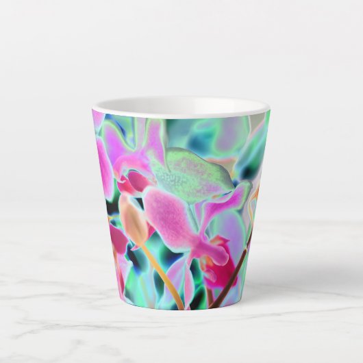 Abstract orchidee design latte Mok (Voorkant)